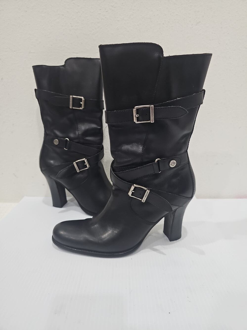 Harley-Davidson Adelena Motorcycle High Heel Black Boot For Womens Size US 9